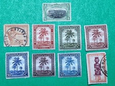 1894-1947 CONGO FREE STATE (BELGIAN CONGO)  -LOT OF 9 MINT & USED POSTAGE STAMPS