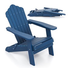 Folding Adirondack Chair Patio HIPS Oversized Chair w/ Wide Armrests Navy