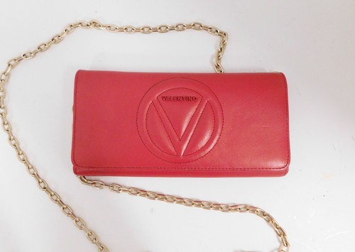 MARIO VALENTINO SPA Red Leather Wallet On Golden Chain
