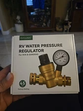 RVGUARD RV Water Pressure Regulator Valve, Brass Lead-Free Adjustable 