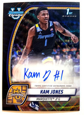 2024 Bowman Chrome University Kam Jones #39 Prospect Auto Black Wave Refractor