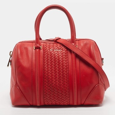 Givenchy Lucrezia Medium Red Woven Leather Satchel