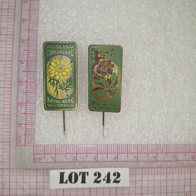 Vintage Poland Rosliny Chronione Pin 2/1 LOT 242