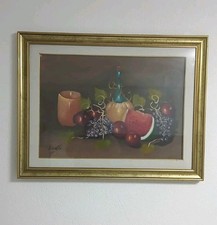 Öl-Gemälde Obst Stillleben - Öl auf Leinwand - Signiert Carolus Vocke um 1950