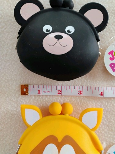 LOT OF 2 JELLY BEANS RUBBERIZED COIN PURSES NWT Cute Animal Faces - Picture 3 of 4