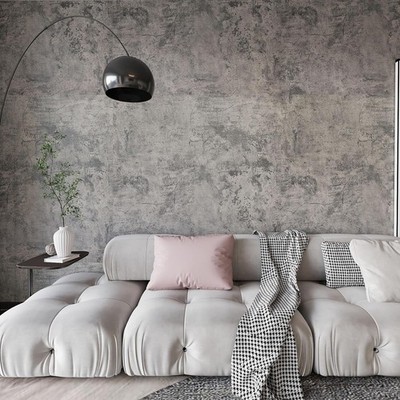 48''×354'' Extra Wide Large Size Grey Concrete Wallpaper Peel and Stick Indus