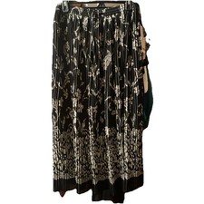 Alfred Dunner Elegant Black White Floral Pleated Skirt Size 14 Elastic Waist New