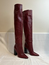 Botas ZARA Cuero Tacón Alto Borgoña 6007 101 131 C22 Talla 38 250/86