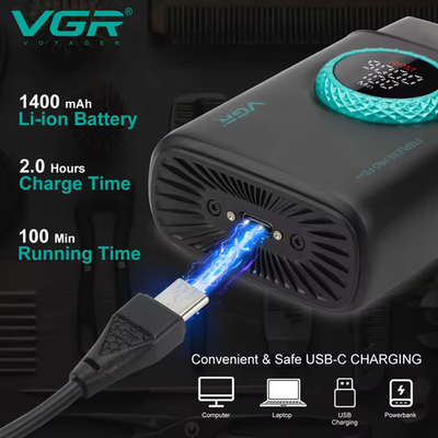 VGR V-377 ✂️ Beard & Hair Trimmer – 9000RPM, LED Display, USB