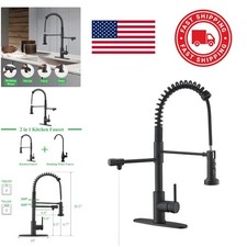 Drinking Water Faucet with Pull Down Sprayer Matte Black Metal Kitchen Sink