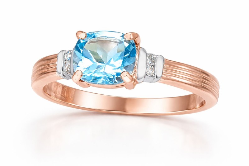 GENUINE 1.44 Cts AQUAMARINE & DIAMOND RING 10K SOLID ROSE GOLD - Free Appraisal