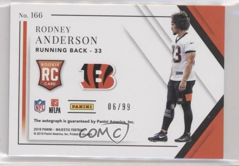 2019 Panini Majestic Signatures /99 Rodney Anderson #166 Rookie Auto RC - Image 2 of 2