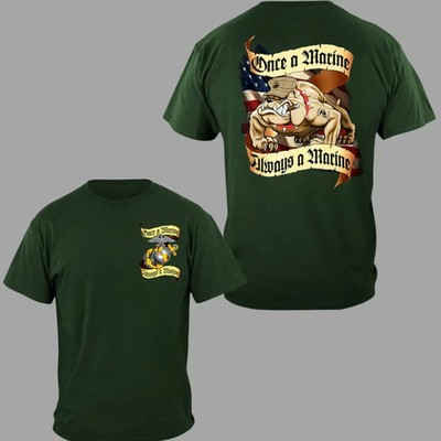 U.S. Marines Bulldog Graphic T-Shirt, Once a Marine Always a Marine Quote