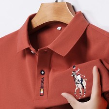 Men Embroidered Casual Polo Shirt Summer Beach Anti Wrinkle Fashion Top Tee Gift
