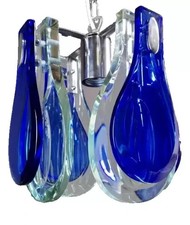 KRONLEUCHTER CHANDELIER LUSTRE ARANA LAMPADARIO  vetro blu MURANO FONTANA ARTE