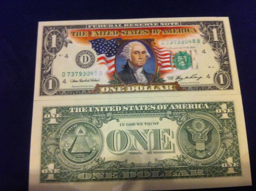 COLOREADO $1 WASHINGTON -1 DÓLAR - MONEDA LEGAL REGALO DINERO SIN CIRCULAR GENUINO - Imagen 3 de 6