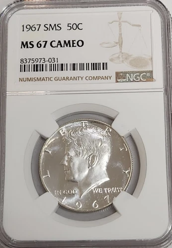 1967 SMS MS67 Cameo Kennedy Half Dollar NGC