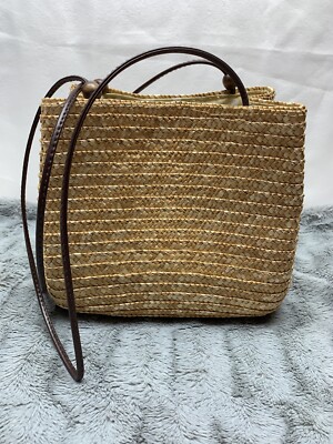 Croft And Barrow Handbag Straw Polka Dot Lining 9  X 9  5  Base Retro Sun Sand