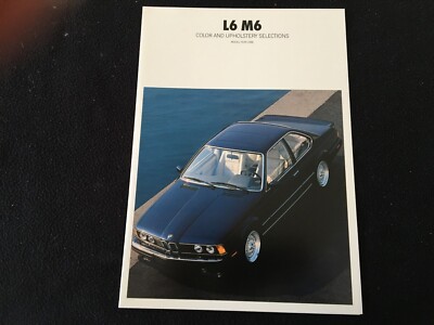 1988 BMW L6 M6 COLORS Sample Chart Brochure M 635CSi E24 6 Series Sales Catalog