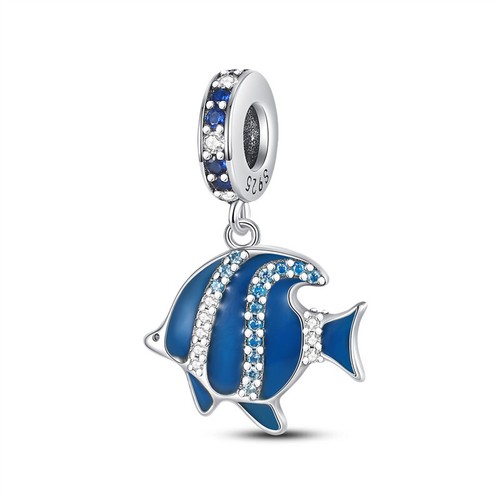 Glow In The Dark Tropical Fish Sea Ocean Blue Charm Sterling Silver 925 - Picture 4 of 5