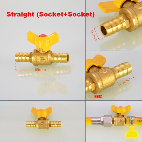 Ball Valve Barb Splitter Fuel GasUniversal 1/2" BSP 3 Way Tee Y Shut off Brass - Picture 18 of 18