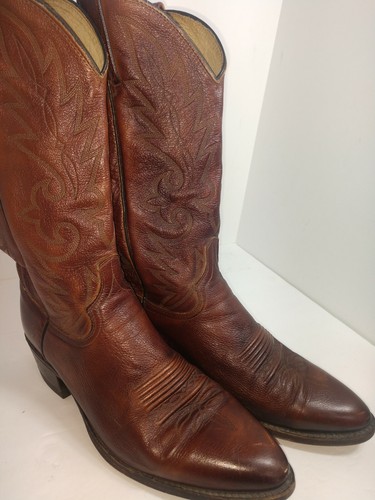 DAN POST EL-PASO Mens USA 9D Brown Leather Western Cowboy Boots 16781 - Picture 4 of 12