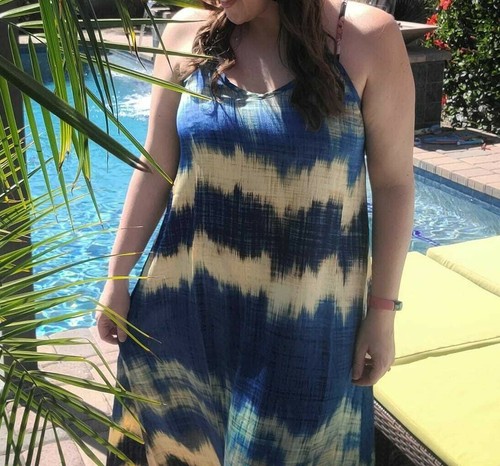 KLEINES ENDLOSES MAXIKLEID LuLaRoe ~ blau hellbraun Batik ~ Größen 4-6; Resort Collection - Bild 7 von 10