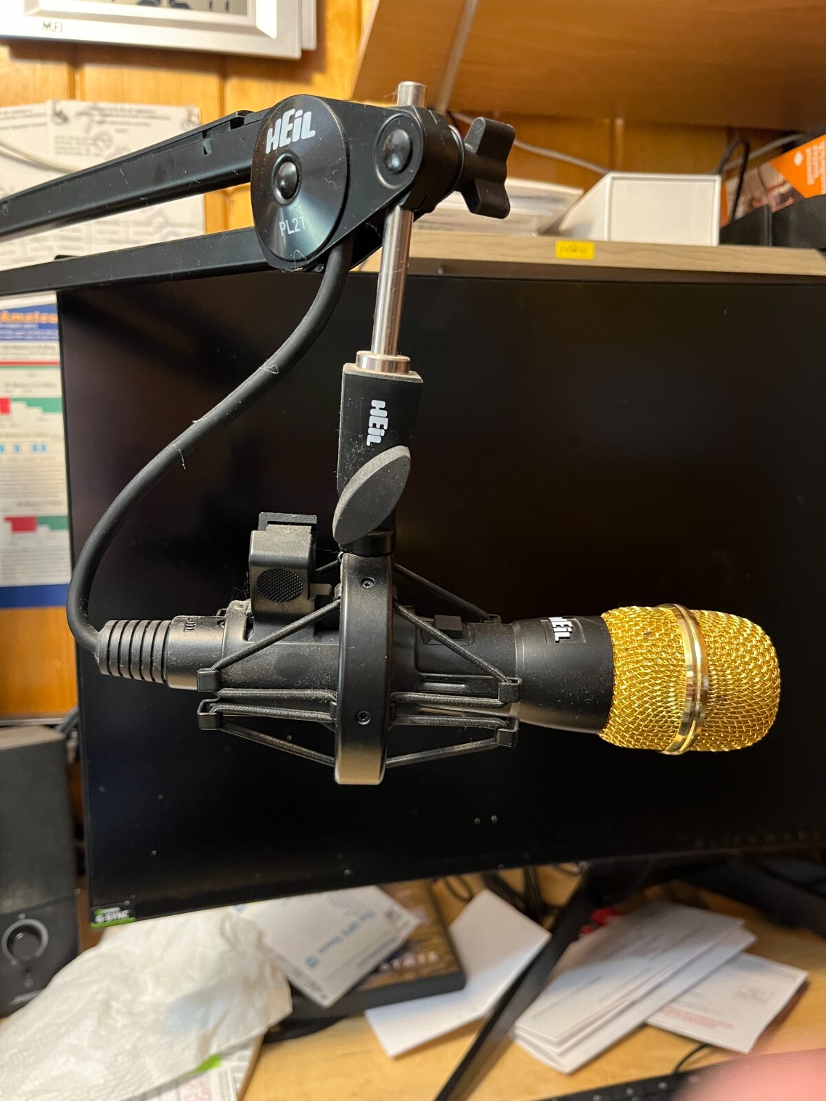 HeilICM microphone with boom and footswitch. eBay