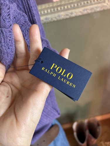 Neu mit Etikett Polo Ralph Lauren lila Merinowolle Rüschen Rollkragen Pullover L Western - Bild 10 von 12