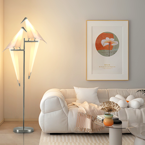 Modern LED Paper Crane Bird Light PVC Lampshade Loft Bedside Floor Lamp - Picture 35 of 47