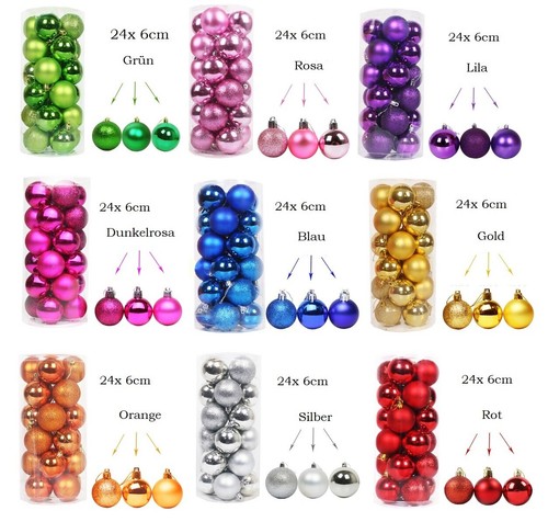 24 Weihnachtskugel Ø6cm Set Kunststoff Christbaumkugel Bruchfest Baumschmuck UF - Bild 3 von 6