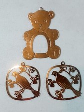 Lot of 3 Vintage Metal Christmas Ornaments 1981 Teddy Bear Pheasant Birds 623