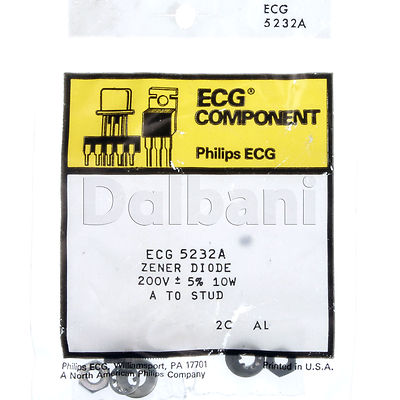ECG5232A NTE5232A Zener Diode Philips ECG Component 200V ± 5% 10W A TO STUD