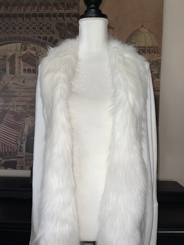 Jennifer Lopez White Fur Trim Coatigan - Size Small - Afbeelding 7 van 11