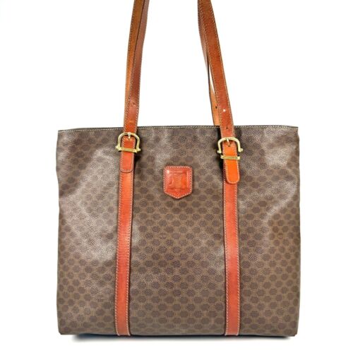 CELINE Macadam Tote Shoulder Bag Brown From Japan - Picture 3 of 19