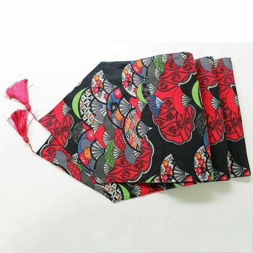 Japanese Print Table Runner Tassel Edge Desk Decoration Chinese Tablecloths Blue - Picture 4 of 14