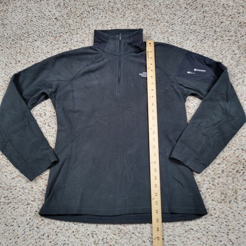 North Face Shirt Womens Medium Black Fleece Quarter Zip Lightweight Sweater A4* - Picture 10 of 15