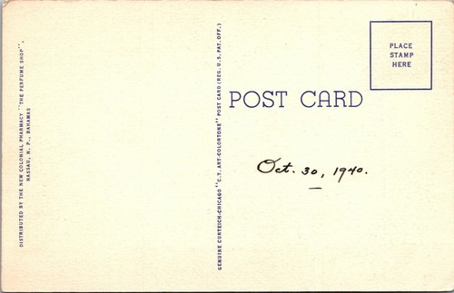 NASSAU, BAHAMAS - FARO Y BANDERA - POSTAL DE LINO CURTEICH DE COLECCIÓN - Imagen 2 de 2