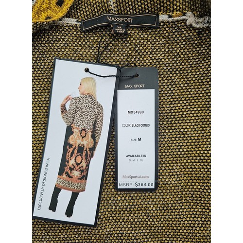NWT $368 MAX SPORT Women's Long Duster Cardigan Sweater Leopard Black M - Picture 10 of 10