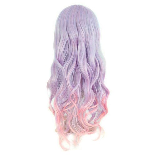 Latest Ombre Cosplay Curly With Bangs Long Wavy Straight Costume Hair Wig Women - Picture 9 of 10