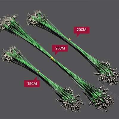 10 x Stainless Steel Trace Wire Leader Fishing Lines Leaders With Snap /& Swivel