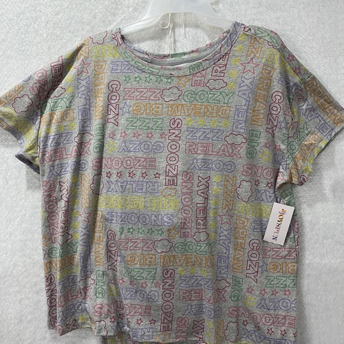 Joyspun Pajama Set Women's XL Gray Dream Big Snooze Knit Short Sleeve - Picture 5 of 14