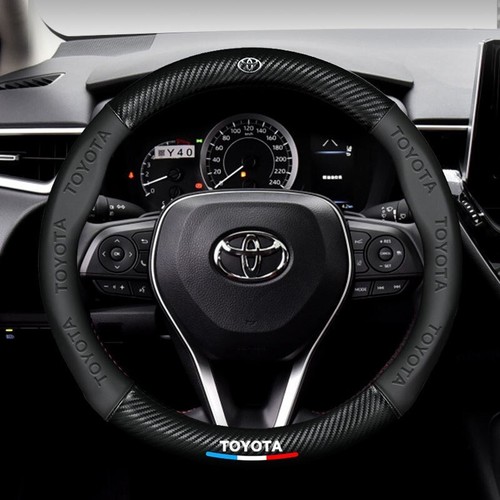 For Toyota All models 15" PU Leather+Carbon fiber Steering Wheel Cover - Picture 4 of 36