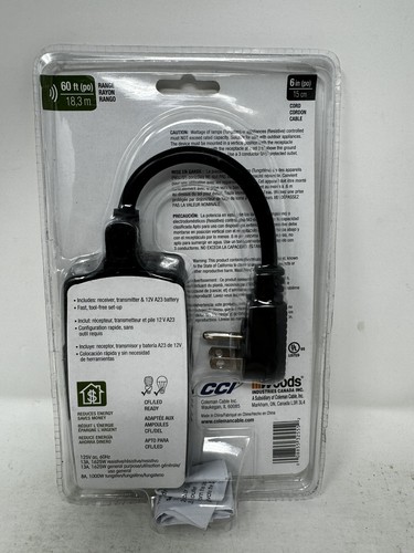 Woods 3225 Wireless Remoat and Weatherproof Outdoor Electrical Outlet Switch - Picture 3 of 3