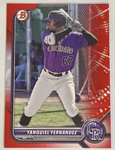 2022 Bowman Draft Yanquiel Fernandez Red Parallel /5 Rockies