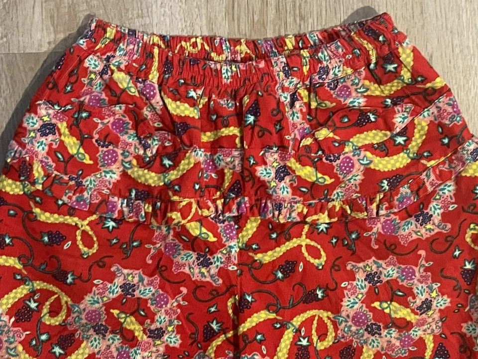 Pantalones de pana Oilily Red niñas 152 EE. UU. 12 algodón cintura elástica volantes bolsillos Foto 2 de 4