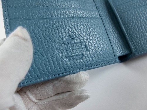 VIVIENNE WESTWOOD blue leather orb logo bifold wallet authentic designer NWT - Picture 6 of 10