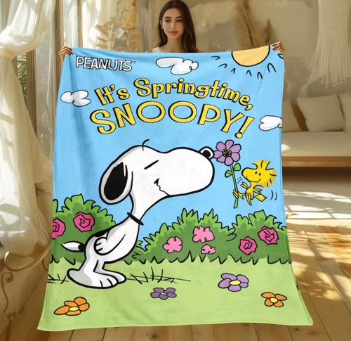 Snoopy Cartoon HD Printed Flannel Blanket Home Decor Bedrooms Cute Gift Idea - Picture 13 of 22