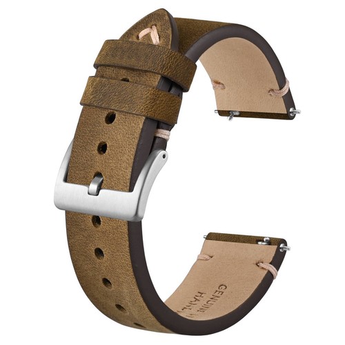 BISONSTRAP Crazy Horse Leder Uhrenarmband, 18 mm 20 mm 22 mm Uhrenarmband, silberne Schließe - Bild 25 von 25