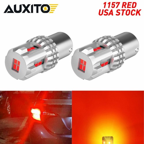 2PCS AUXITO Red LED Brake Stop Turn Signal Tail Light Bulbs 1157 7528 2357 2057 - Picture 1 of 12